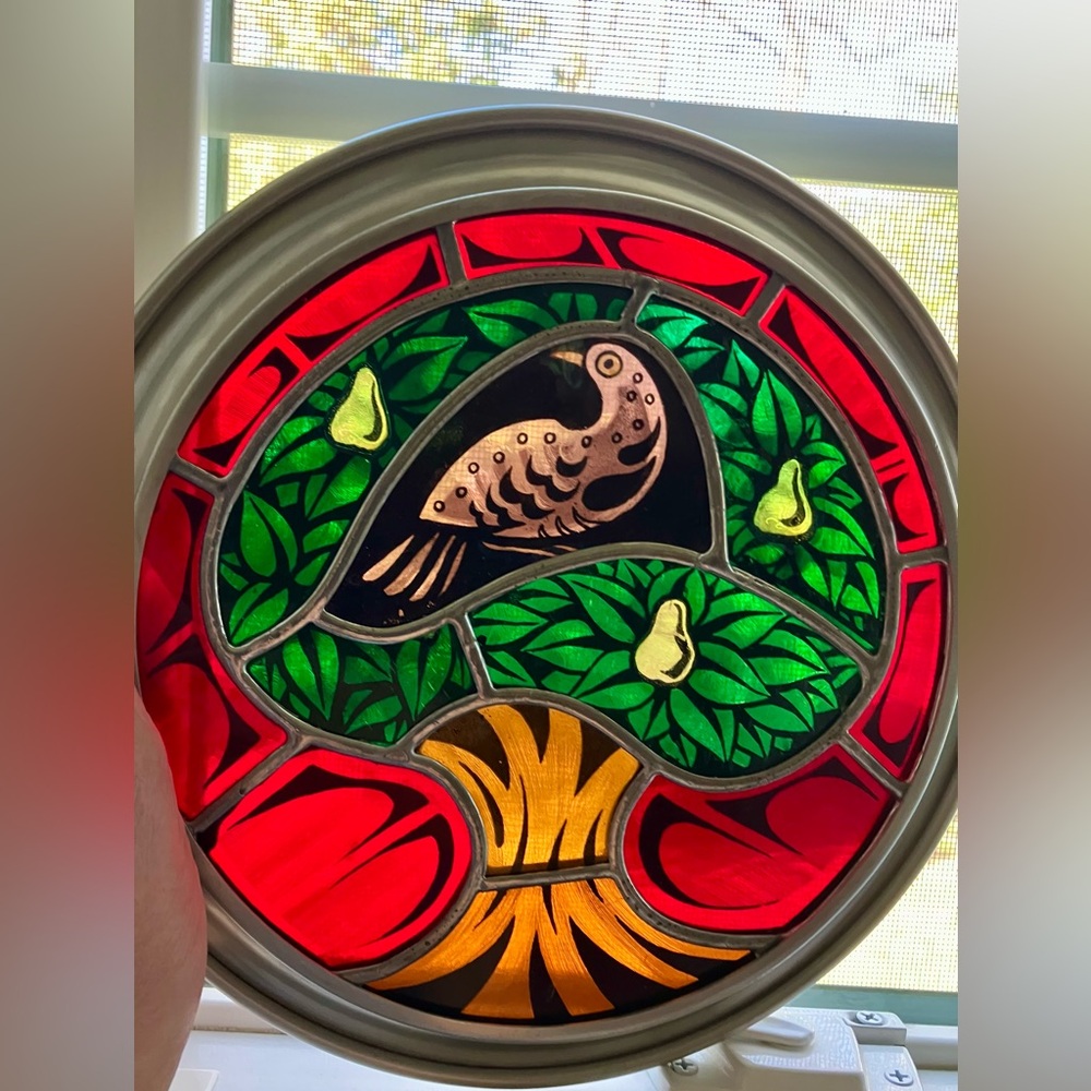 The Franklin Mint Stained Glass Plate a Partridge In A Pear Tree Vintage 1976